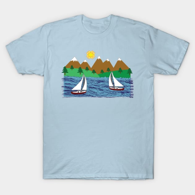 Sailing design, sailboats, wilderness, nature, outdoors T-Shirt by sandyo2ly